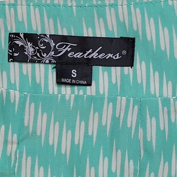 Feathers Aztec Print Sleeveless Mini Dress w/ Zipper Pockets, Blue White, Small - Picture 11 of 15